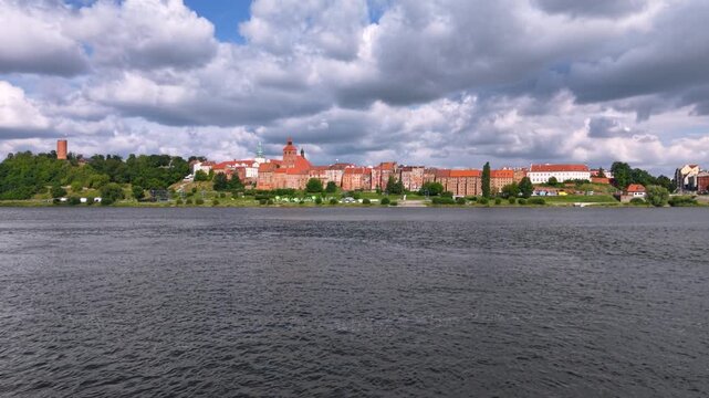 Beautiful architecture of Grudziadz with granaries at Wisla river, Poland