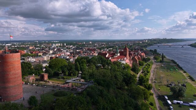 Beautiful architecture of Grudziadz with granaries at Wisla river, Poland