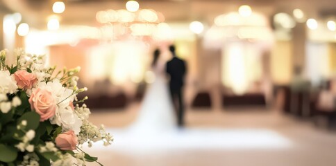 花と新郎新婦の入場