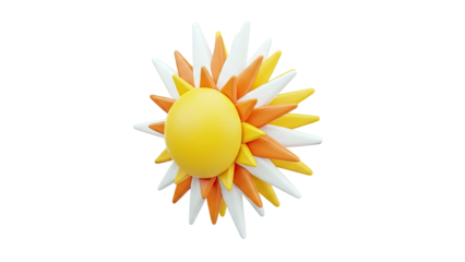 3D Rendered Stylized Sun with Multi-Colored Rays