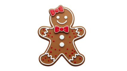 Gingerbread Person with Red Bow and Dots
