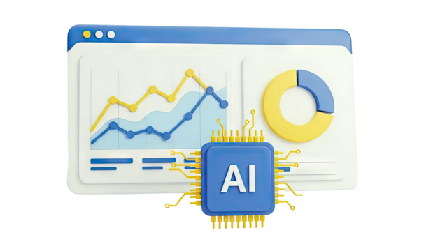 AI Chip with Data Analytics Graphics - Powered by Adobe