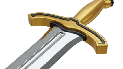 Close-up of a Golden Sword Hilt and Blade