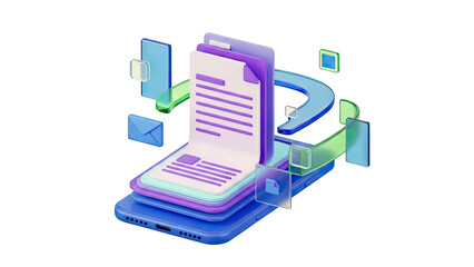 3D Rendering of Digital Documents and Mobile Device Interaction