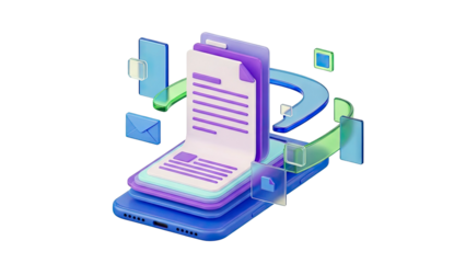 3D Rendering of Digital Documents and Mobile Device Interaction