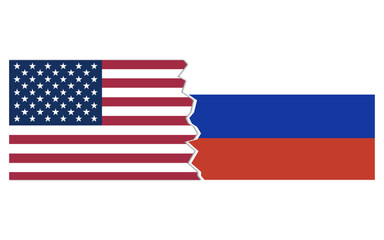 USA russia conflict concept stock image, USA russia breakup, usa russia map break
