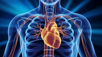 Human heart and circulatory system anatomical structure