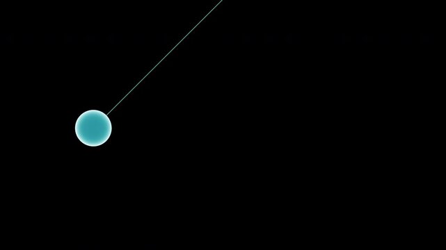 Single Blue Neon Pendulum Swinging on Reflective Floor - Future Time Loop