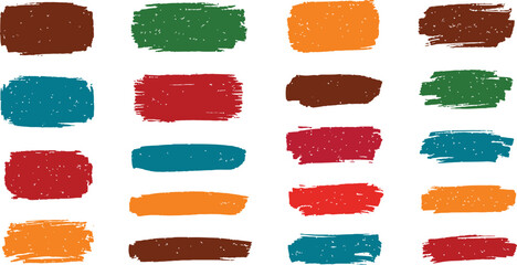 Set Of Black Hand Drawn Rectangular Brush Shapes Rough Chalk Texture Imperfect Edges