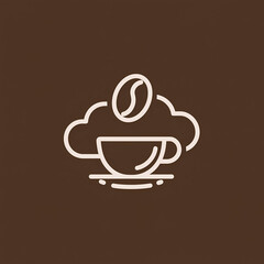 A minimalistic coffee logo features a steaming cup with an aromatic coffee bean above, symbolizing warmth and energy in every sip.
