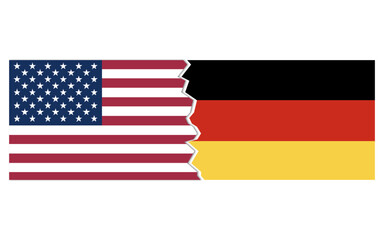 USA germany conflict concept stock image, USA germany breakup, usa germany map break
