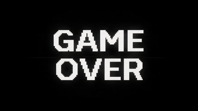 Retro Game Over Screen Pixel Art Animation