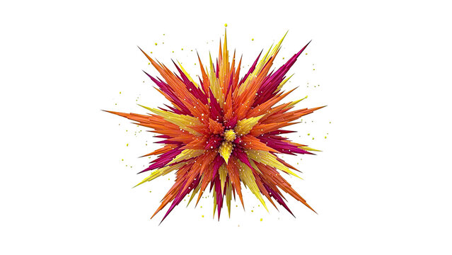 Abstract 3D Starburst with Red, Orange, and Yellow Spikes - Powered by Adobe