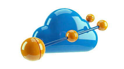 Abstract 3D Cloud with Orange Spheres and Connecting Rods