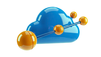 Abstract 3D Cloud with Orange Spheres and Connecting Rods