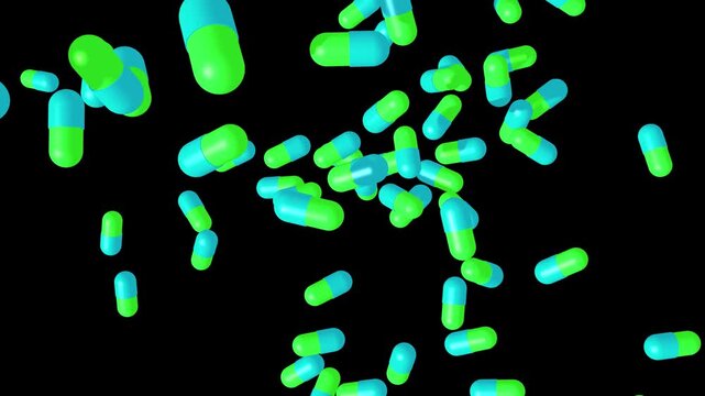 Medical pills falling on the floor. Pills and drugs tablets. Pharmaceutical Industry. Medicine concept. Health care. Available in FullHD and 4K video