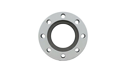 Close-up of a metal pipe flange with bolt holes