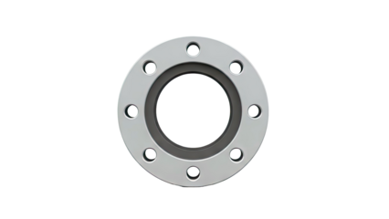 Close-up of a metal pipe flange with bolt holes
