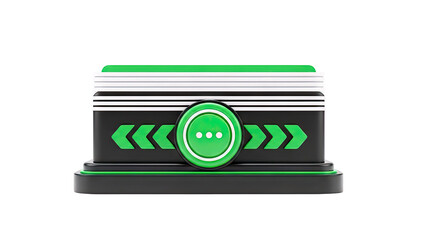 3D Render of a Futuristic Button with Arrows and Three Dots