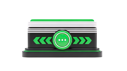 3D Render of a Futuristic Button with Arrows and Three Dots