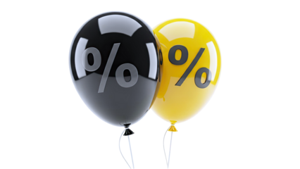 Black and Yellow Balloons with Percent Symbols