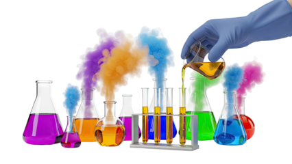 Colorful Chemical Reactions in a Laboratory Setting