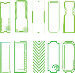 サイバーパンク風のコマ置き場・縦長フレーム装飾素材セット