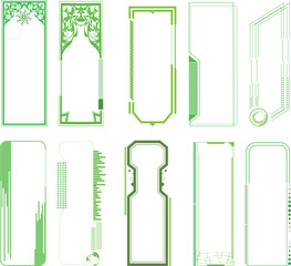 サイバーパンク風のコマ置き場・縦長フレーム装飾素材セット