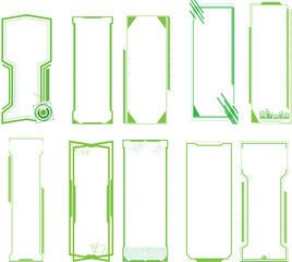 サイバーパンク風のコマ置き場・縦長フレーム装飾素材セット