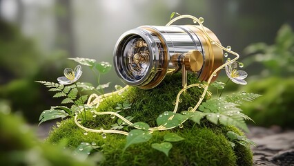 Innovative technology blends with nature's beauty in serene forest