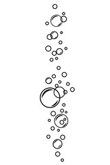Doodle line bubbles of fizzy drink isolated on white background.