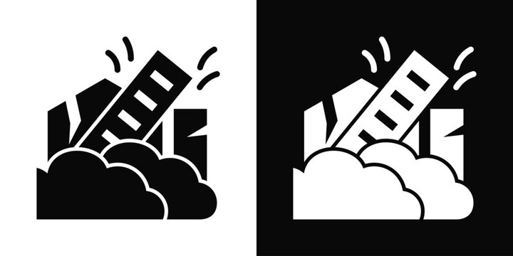 Demolition Icon White And Black Background Style