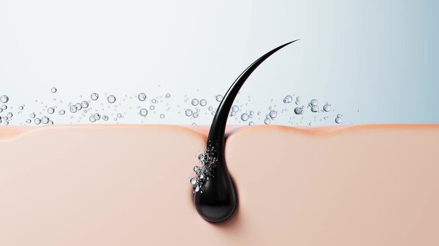 Skin with hair in pores, hair treatment concept, 3d rendering 4k