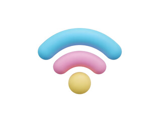 3D icon resembling a WiFi symbol with pastel blue pink and yellow curved segments