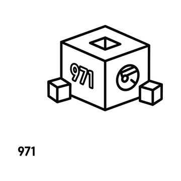 Black and white cube with numbers and symbols