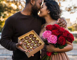 A young couple kissing