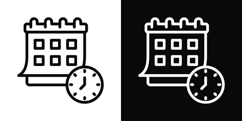 Schedule Icon White And Black Background Style