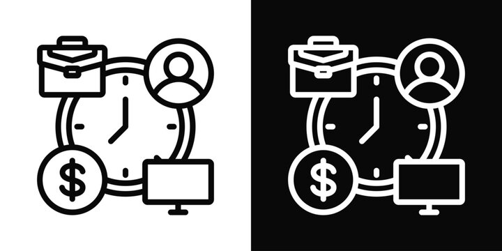 Office Hours Icon White And Black Background Style