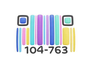 3D colorful stylized barcode graphic with numbers 104763