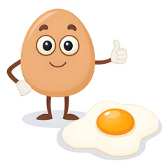 Obraz premium sunny side up thumbs up and thumbs down cartoon