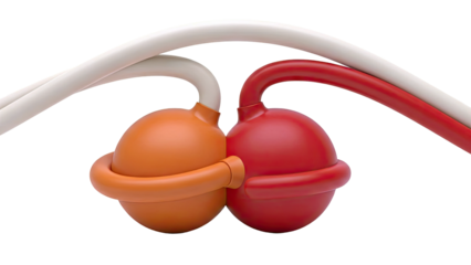 Abstract spheres and tubes in warm colors