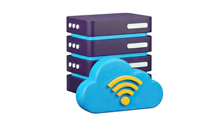 3D Cloud Computing and Server Rack Icon