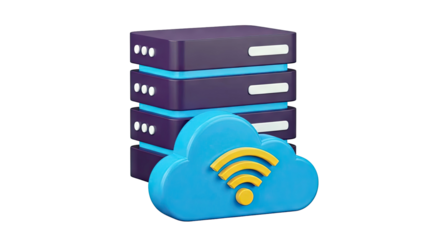 3D Cloud Computing and Server Rack Icon
