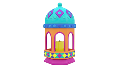 Colorful Islamic Lantern with Candle