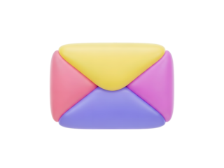 3D icon of a closed envelope composed of four colored softedged sections