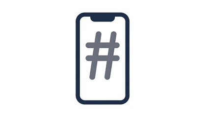 Obraz premium A simple icon of a smartphone with a hashtag symbol on its screen