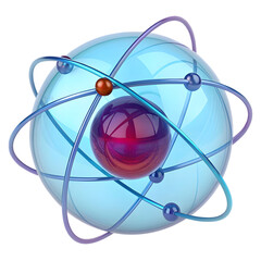 Abstract Atom Model 3D Rendering - Science & Technology Concept on transparent background
