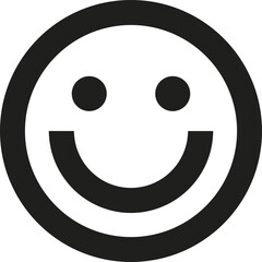 Fototapeta premium PrintSimple black smiley face icon isolated on white background, minimal happy emoji symbol, positive emotion graphic design illustration