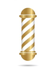 A gold and white striped pole with rounded ends