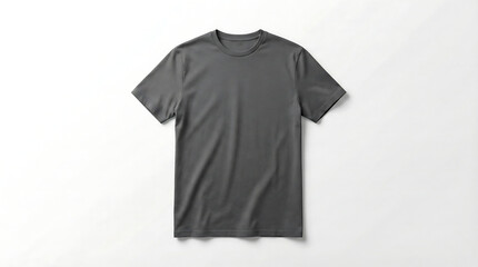 Minimalist Grey Cotton T-Shirt Front View Mockup Template